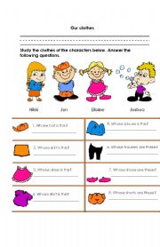 English Worksheet: Our clothes