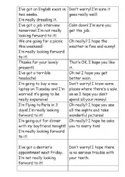 English Worksheet: MATCHING REACTIONS