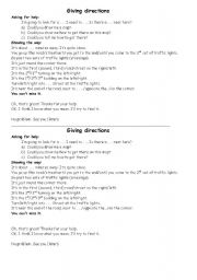 English worksheet: GIVING DIRECTIONS