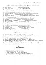 English worksheet: INGINITIVES/GERUNDS