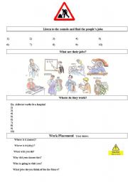 English worksheet: Jobs and work placement