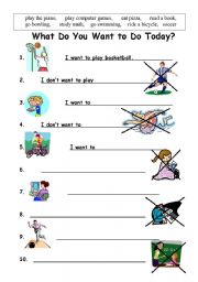 English Worksheet: What do you want to do?