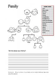 English Worksheet: My family tree