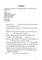 English Worksheet: Test your idioms