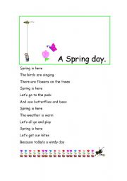 English worksheet: A Spring day.