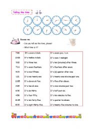 English Worksheet: telling the time