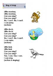 English worksheet: songs