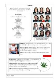 English Worksheet: Drugs information Sheet 1/4