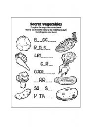 English worksheet: secret vegetables