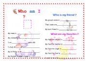 English worksheet: Who am I ?