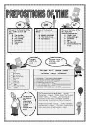 English Worksheet: PREPOSITIONS OF TIME