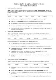 English Worksheet: Adding Suffix to Create Noun