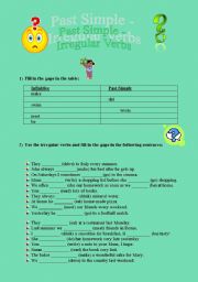 English worksheet: PAST SIMPLE -IRREGULAR VERBS