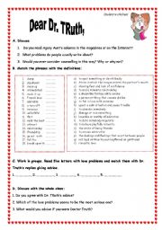 English Worksheet: Dear Dr TRuth, - Agony Aunt