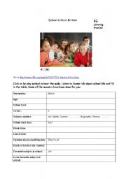 English Worksheet: School Life