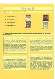 English Worksheet: who am I?