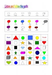 English Worksheet: Shapes and colours