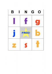 English Worksheet: Alphabet Bingo 