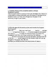 English worksheet: Obamas speech