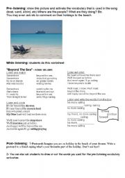 English Worksheet: Beyond the sea - Robbie Williams