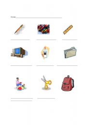 English Worksheet: Back to School Word Match