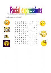 English worksheet: facial expressions