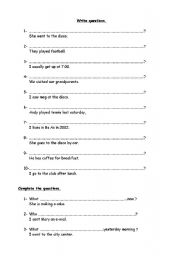 English worksheet: forming questions
