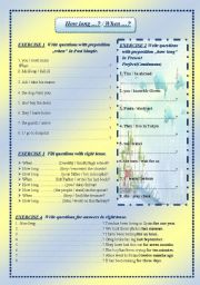 English Worksheet: when....? - how long....?