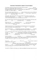 English worksheet: Obamas victory speech