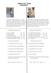English Worksheet: good review for simple past tense 