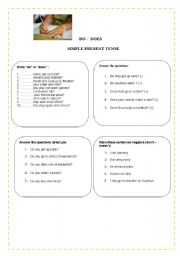 English worksheet: simple present tense exercise