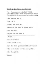English worksheet: Mixed up Questions and Answers
