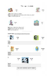 English Worksheet: Asking and telling the age