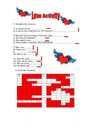 English Worksheet: Love Activity