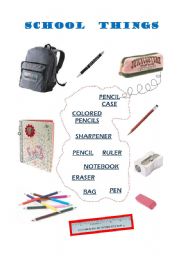 English Worksheet: school things