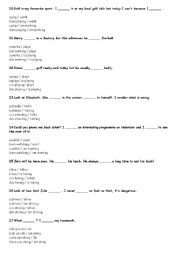 English Worksheet: present simple vs present continuous part 2