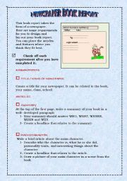 English Worksheet: NEWSPAPER BOOK REPORT PROJECT