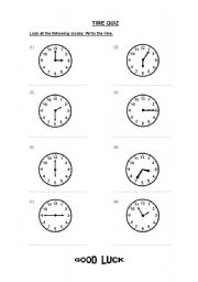 English Worksheet: Time Quiz