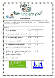 English Worksheet: How kind are you