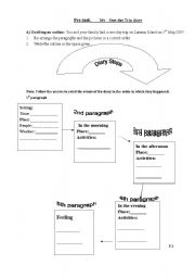 English Worksheet: diary writing