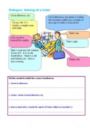 English Worksheet: Arrive at a hotel