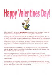 Happy Valentines Day (reading/listening comprehension quiz)