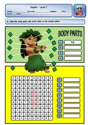 English Worksheet: LILOS BODY PARTS