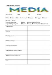 English worksheet: Advanced Level Media Response Form