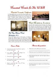 English Worksheet: Haunted Hotels in The USA