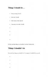 English worksheet: Things I should do worksheet
