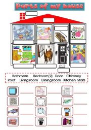 English Worksheet: parts of the house 1/2