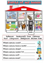 English Worksheet: parts of the house 2/2