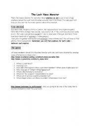 English Worksheet: Loch Ness Monster - investigating the truth