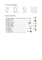 English worksheet: first words